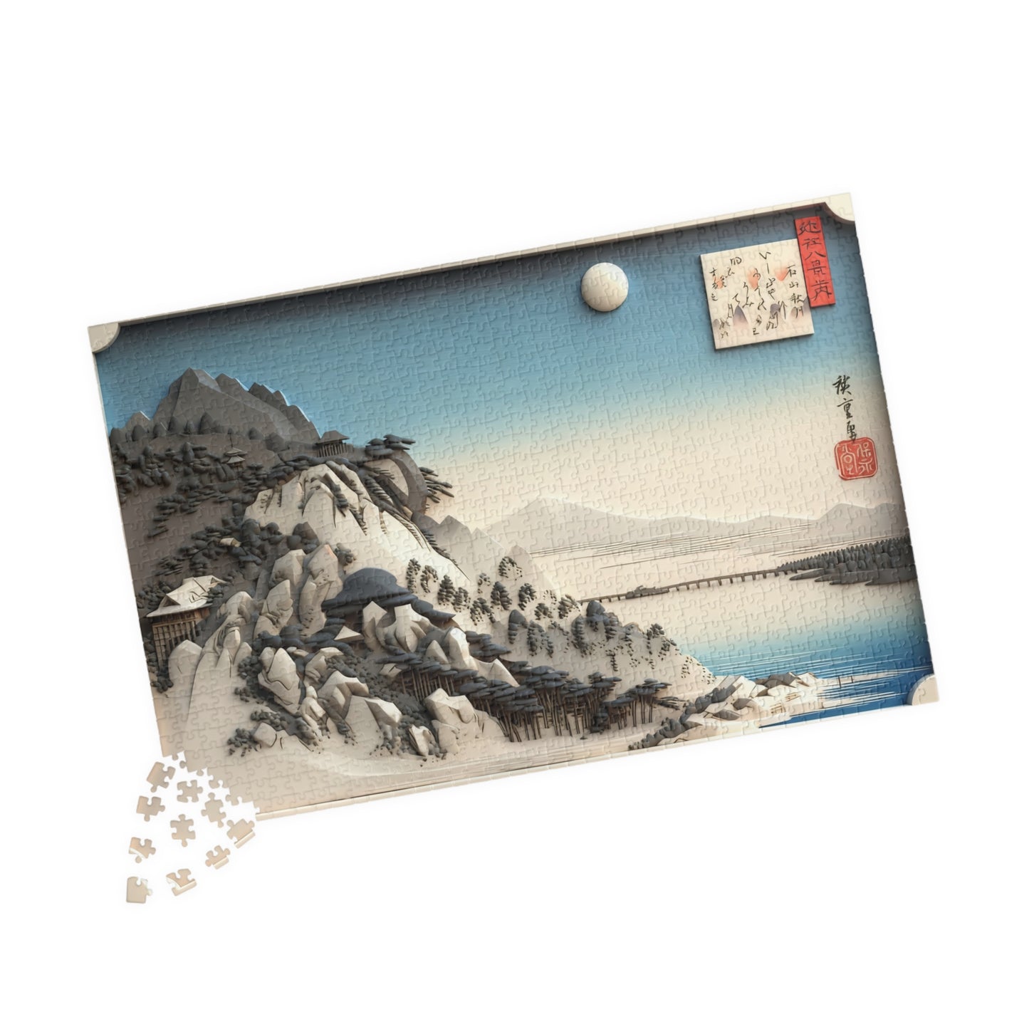 Hiroshige 3D Ukiyo-e Puzzle 1014 Piece, Japanese Edo Art | Autumn Moon at Ishiyama