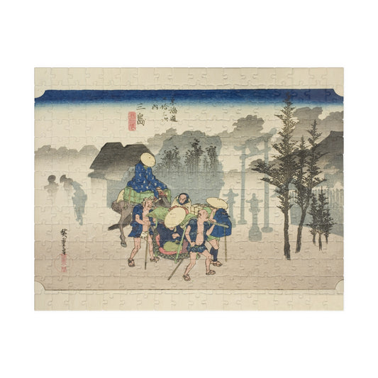 Ukiyo-e Jigsaw Puzzle (252, 520-piece): Mishima – “Morning Mist at Mishima” Tōkaidō Fifty-three Stations by Utagawa Hiroshige (1833)