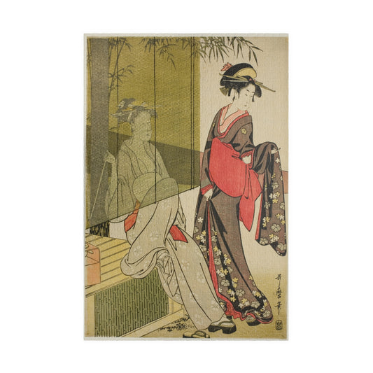 Ukiyo-e Jigsaw Puzzle (1014-piece): “Drying and Stretching Cloth” by Kitagawa Utamaro | Edo Bijin-ga / Courtesan Beauty & Daily Life Scene