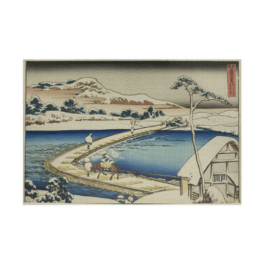 Ukiyo-e Jigsaw Puzzle (1014-piece) : Pontoon Bridge at Sano – Katsushika Hokusai | Historic River Crossing