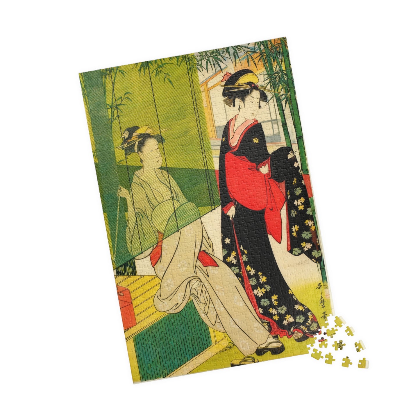 Utamaro Ukiyo-e Puzzle 1014 Piece, Background Variation, Japanese Edo Art | Drying and Stretching Cloth