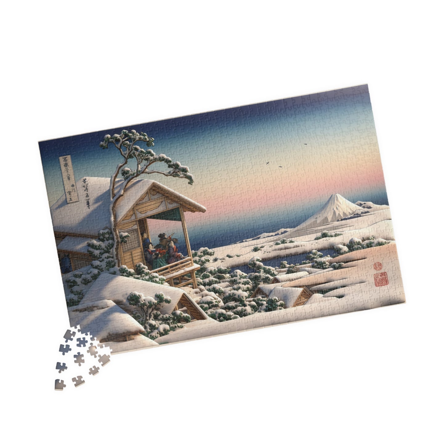 Hokusai 3D Ukiyo-e Puzzle 1014 Piece, Japanese Edo Art | Snowy Morning at Koishikawa