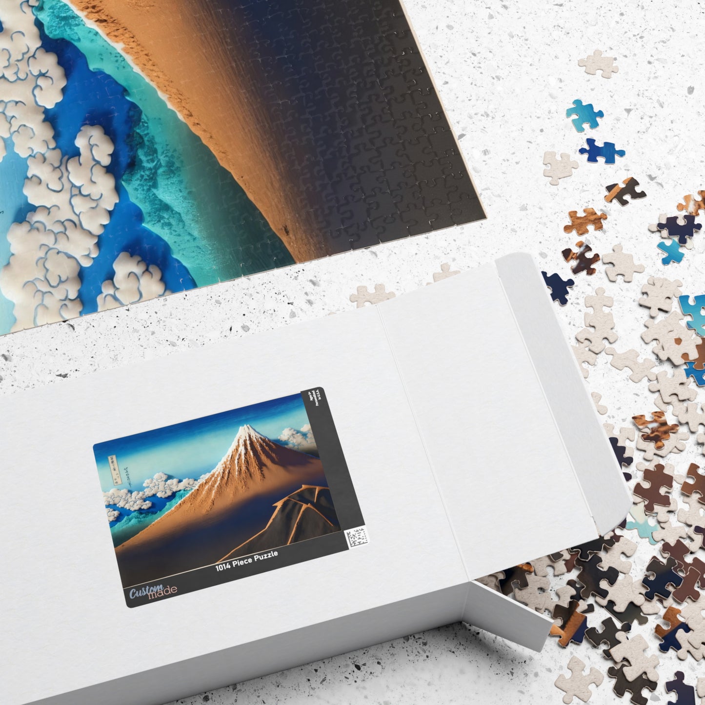 Hokusai 3D Ukiyo-e Puzzle 1014 Piece, Japanese Edo Art | Shower Below the Summit (Mt. Fuji)
