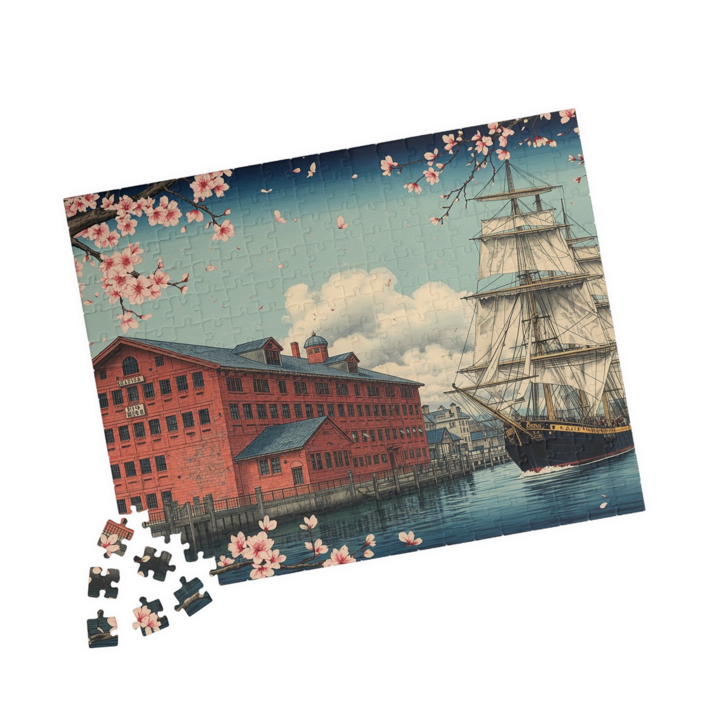 Jigsaw Puzzle (110, 252, 520, 1014-piece) Yokohama: Red Brick Warehouse and Sailing Ship