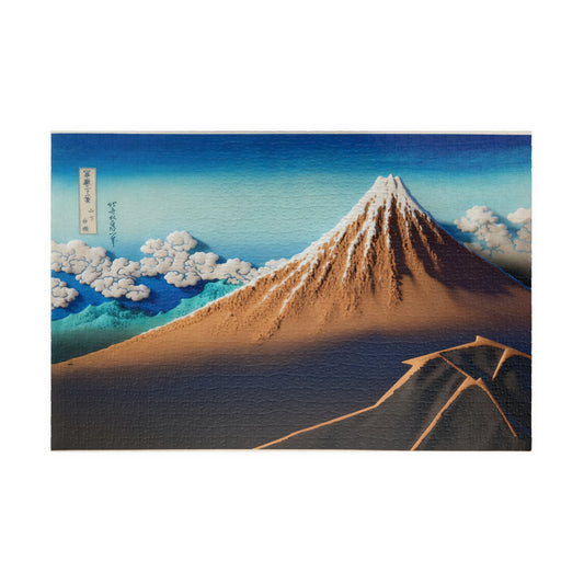 Hokusai 3D Ukiyo-e Puzzle 1014 Piece, Japanese Edo Art | Shower Below the Summit (Mt. Fuji)