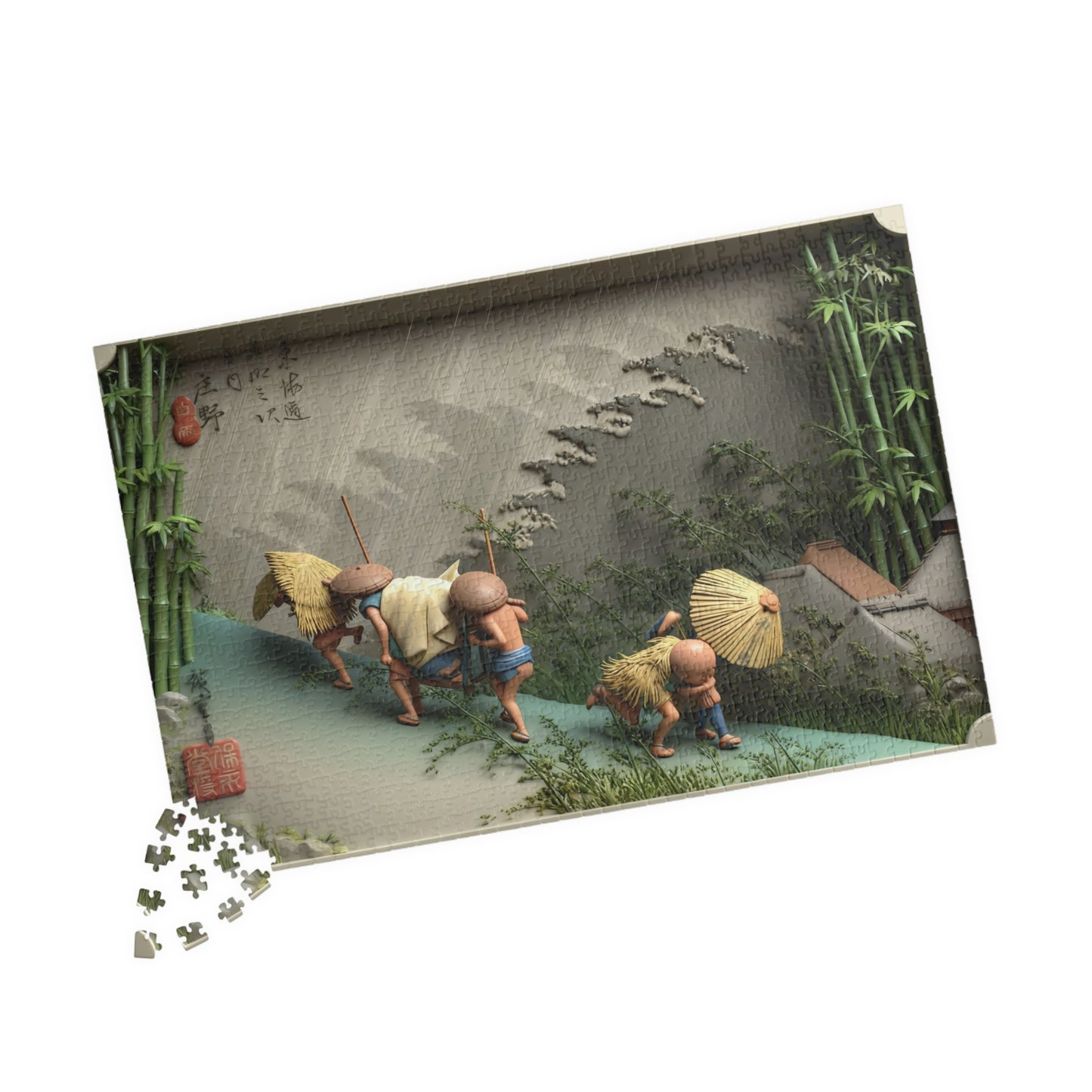 Hiroshige 3D Ukiyo-e Puzzle 1014 Piece, Japanese Edo Art | Shōno Driving Rain