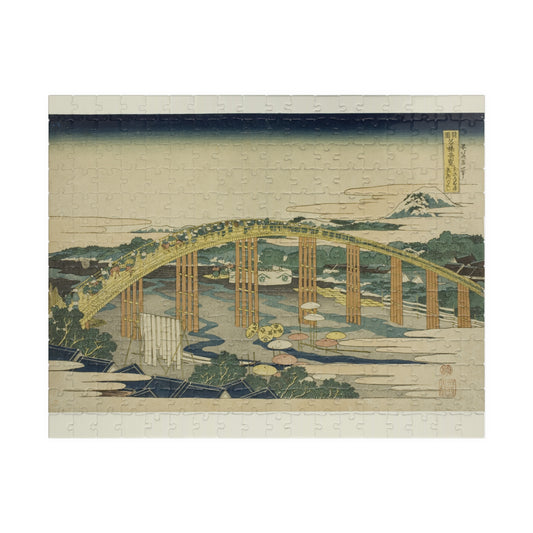Ukiyo-e Jigsaw Puzzle (252, 520-piece) : Yahagi Bridge at Okazaki – Katsushika Hokusai | Tōkaidō Bridge Scene